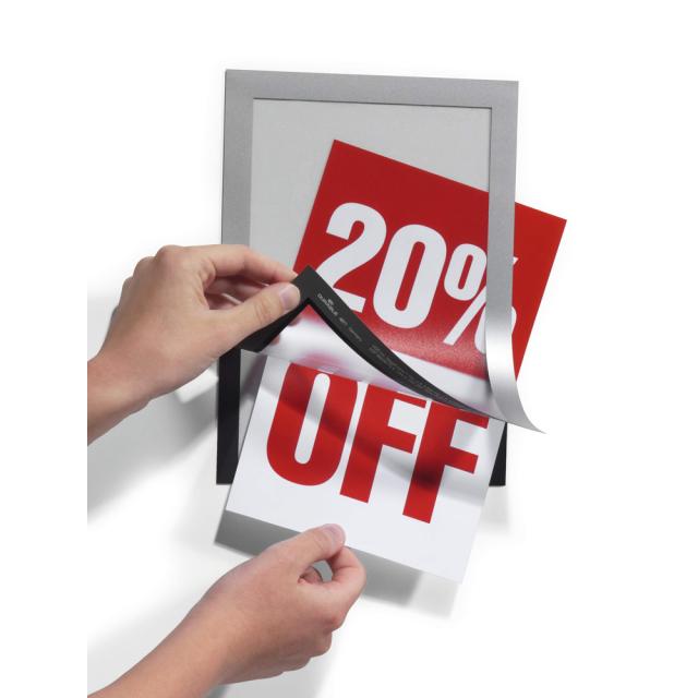 Display magnetic Durable Duraframe, A5, argintiu, 2 bucati/set