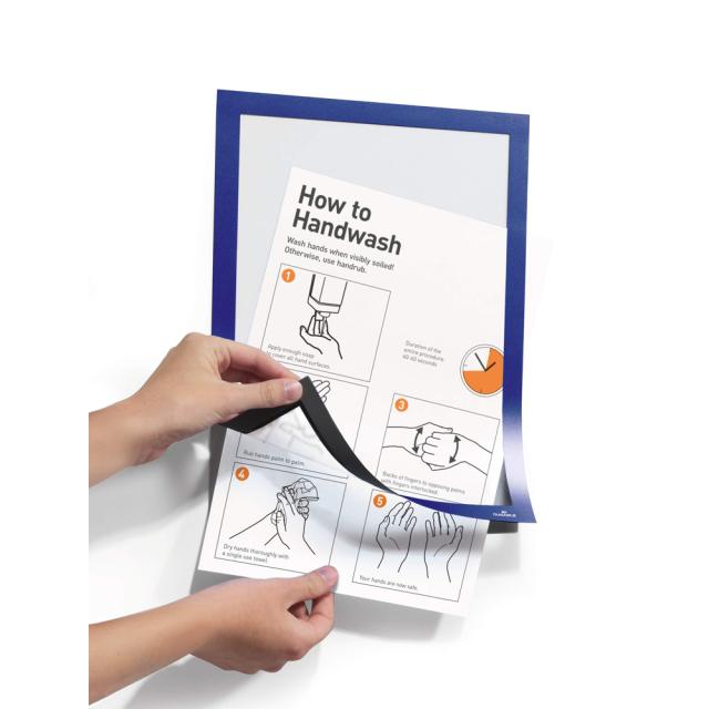 Display magnetic Durable Duraframe, A4, albastru, 2 bucati/set