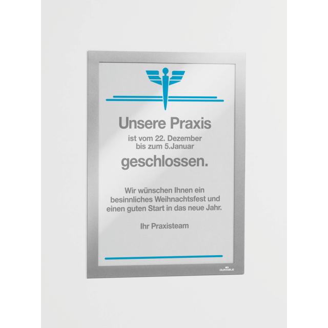 Display magnetic Durable Duraframe, A4, argintiu, 2 bucati/set