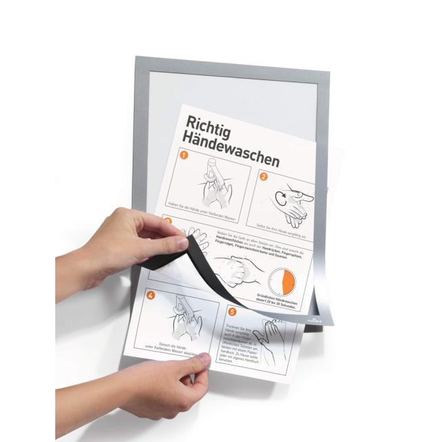 Display magnetic Durable Duraframe, A4, argintiu, 2 bucati/set