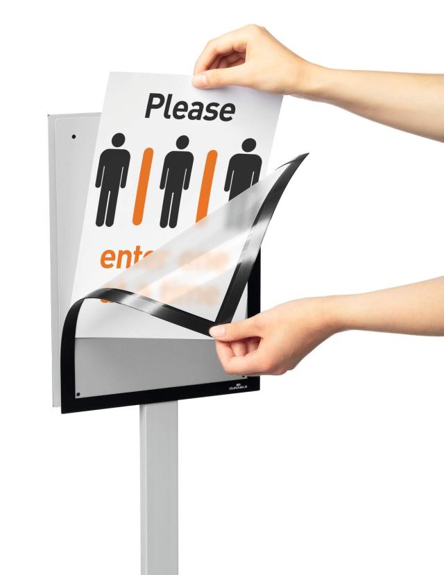 Stand de podea Durable, Basic, A4, pentru informatii, gri antracit