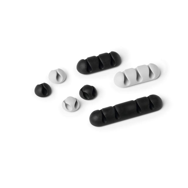 Clips autoadeziv Durable pentru cabluri, 7 bucati/set, cate 2 buc, pentru 1 2 3 cabluri si 1 pentru 4 cabluri ideal pt cabluri cu diametru de pana la 5 mm gri