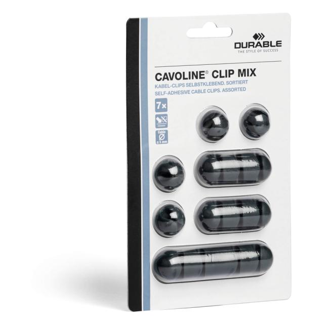 Clips autoadeziv Durable pentru cabluri 7 bucati/set c cate 2 pentru 1 2 3 cabluri si 1 pentru 4 cabluri ideal pt cabluri cu diametru de pana la 5 mm negru