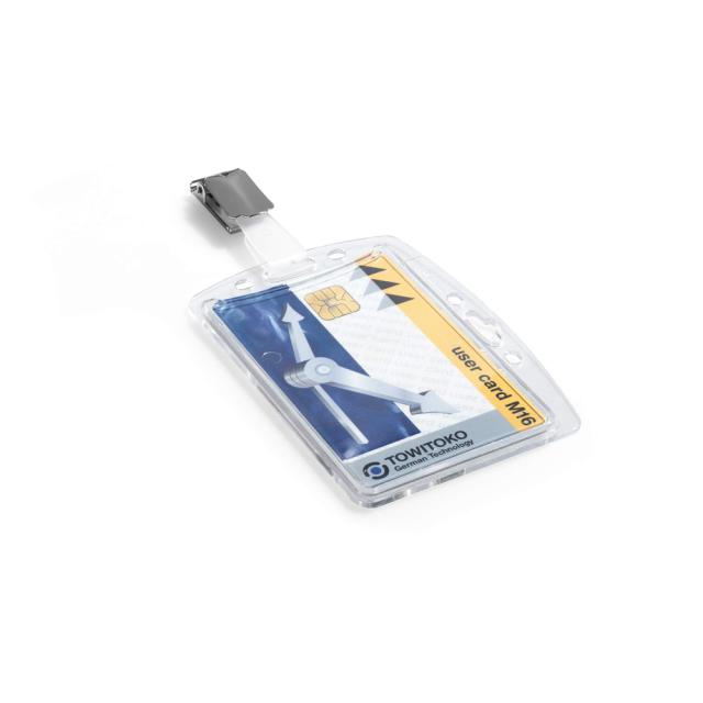 Suport pentru card Durable, pentru 1 card, inchis, cu clema, transparent, 1 bucata /set