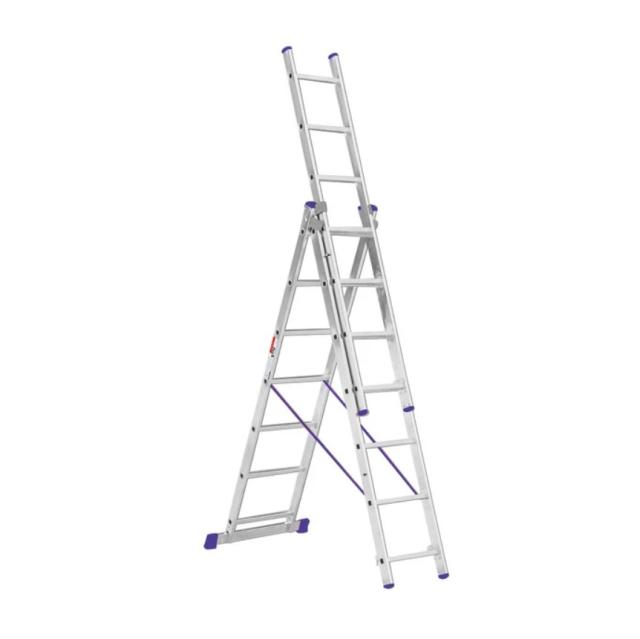 Scara aluminiu, adaptabila, 3 x 7 trepte, inaltime 3.99 m, 150 kg