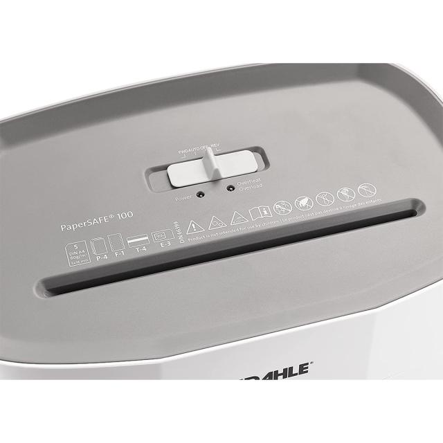 Distrugator de documente Dahle PaperSAFE PS 100, fara ulei, securitate P-4, maxim 5 coli, 12 l