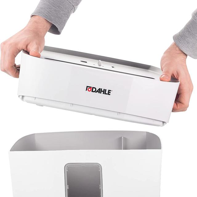 Distrugator de documente Dahle PaperSAFE PS 100, fara ulei, securitate P-4, maxim 5 coli, 12 l