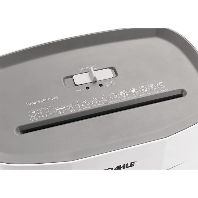 Distrugator de documente Dahle PaperSAFE PS 140, fara ulei, securitate P-4, maxim 10 coli, 12 l