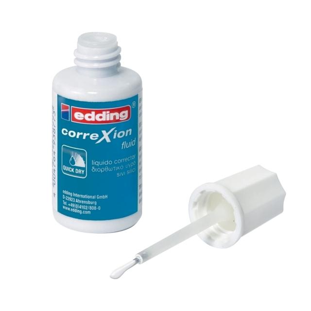Fluid corector Edding, 20 ml, pe baza de solvent, aplicator cu pensula