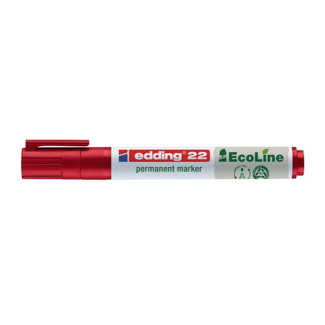 Marker permanent Edding 22 Ecoline, corp plastic, varf tesit 1-5 mm, rosu