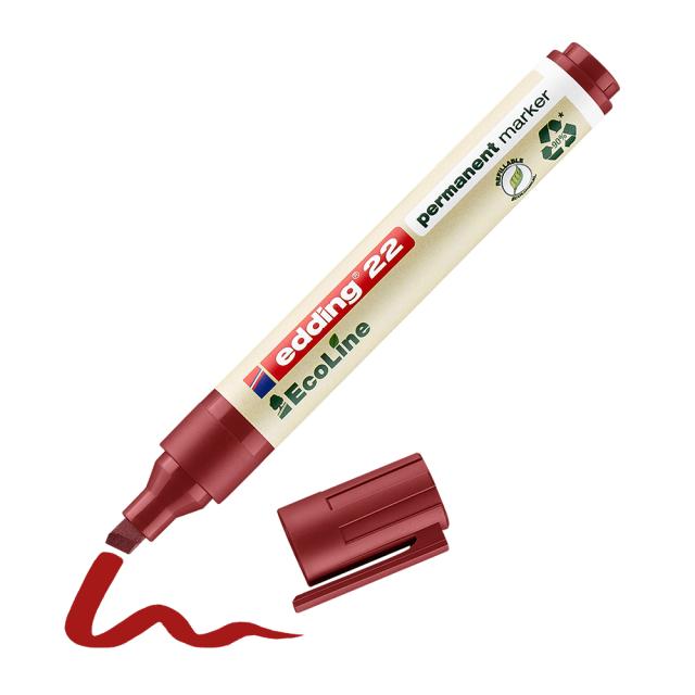Marker permanent Edding 22 Ecoline, corp plastic, varf tesit 1-5 mm, rosu