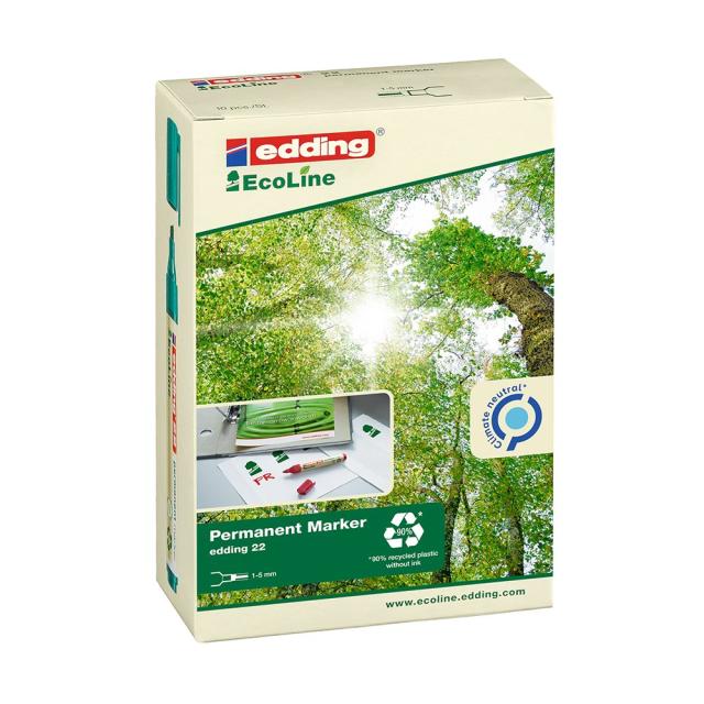 Marker permanent Edding 22 Ecoline, corp plastic, varf tesit 1-5 mm, rosu