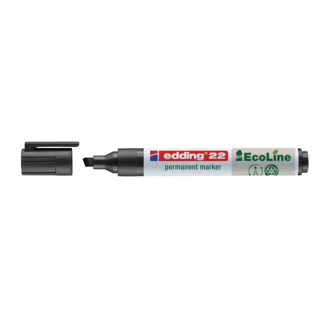 Marker Edding 22 Ecoline, permanent, corp plastic, varf tesit, 1-5 mm, negru