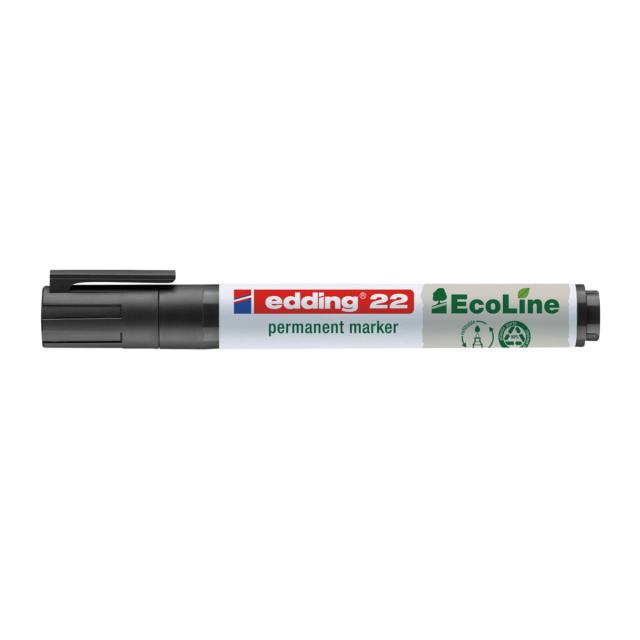 Marker Edding 22 Ecoline, permanent, corp plastic, varf tesit, 1-5 mm, negru