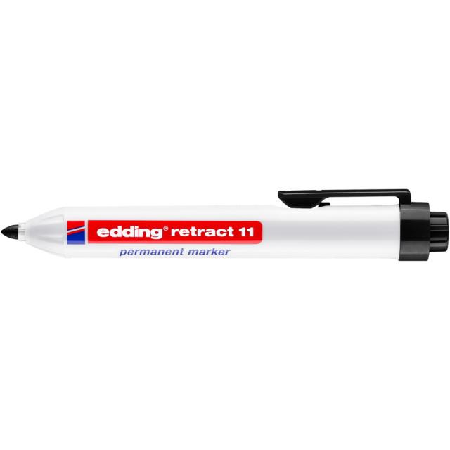 Marker permanent edding retract 11, corp din plastic, varf rotund, 1.5-3 mm, negru
