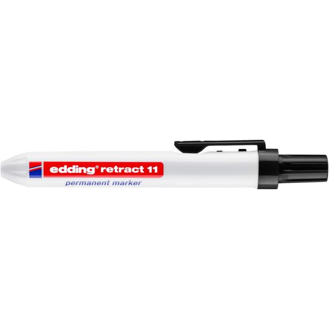 Marker permanent edding retract 11, corp din plastic, varf rotund, 1.5-3 mm, negru