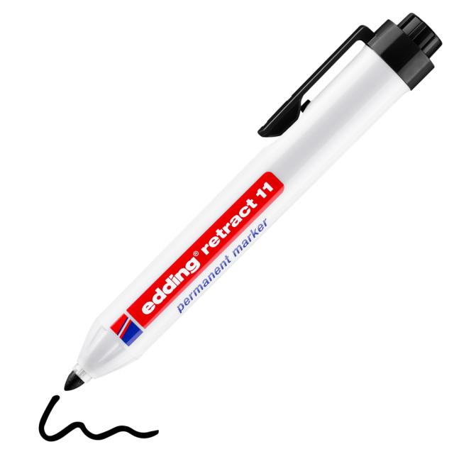 Marker permanent edding retract 11, corp din plastic, varf rotund, 1.5-3 mm, negru