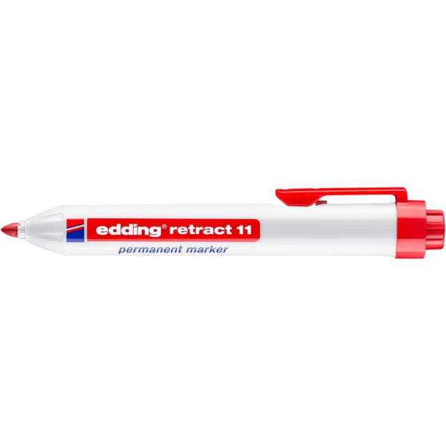 Marker permanent edding retract 11, corp din plastic, varf rotund, 1.5-3 mm, rosu