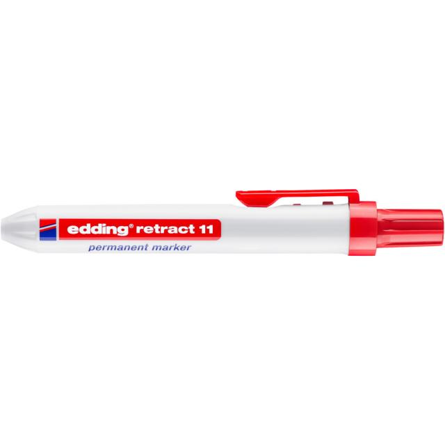 Marker permanent edding retract 11, corp din plastic, varf rotund, 1.5-3 mm, rosu