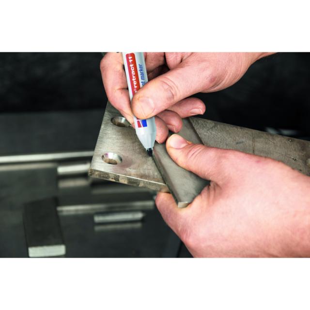 Marker permanent edding retract 11, corp din plastic, varf rotund, 1.5-3 mm, rosu