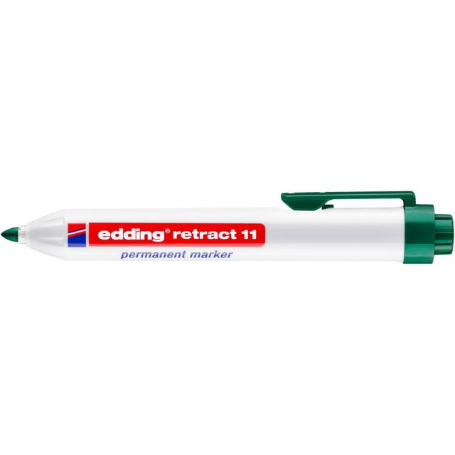 Marker permanent edding retract 11, corp din plastic, varf rotund, 1.5-3 mm, verde