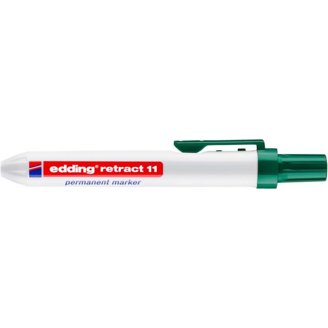 Marker permanent edding retract 11, corp din plastic, varf rotund, 1.5-3 mm, verde