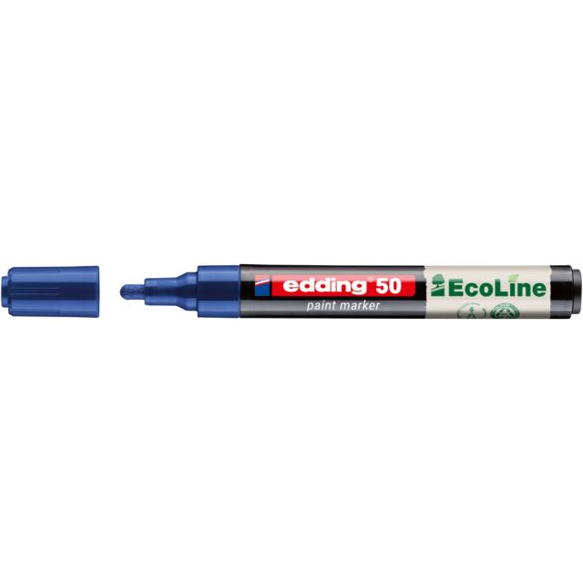 Marker cu vopsea pe baza de apa edding Ecoline 50, corp din plastic reciclat, varf rotund, 2-3 mm, albastru