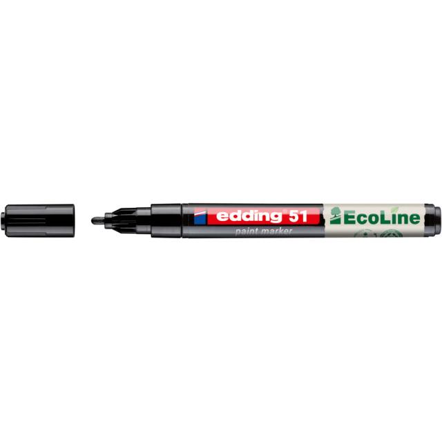 Marker cu vopsea edding Ecoline 51, corp din plastic reciclat, varf rotund, 1-2 mm, negru