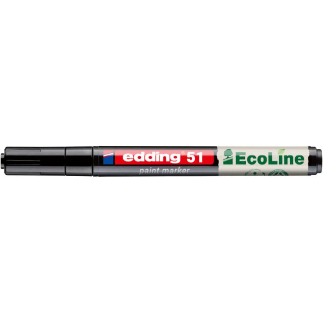 Marker cu vopsea edding Ecoline 51, corp din plastic reciclat, varf rotund, 1-2 mm, negru