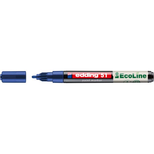 Marker cu vopsea edding Ecoline 51, corp din plastic reciclat, varf rotund, 1-2 mm, albastru