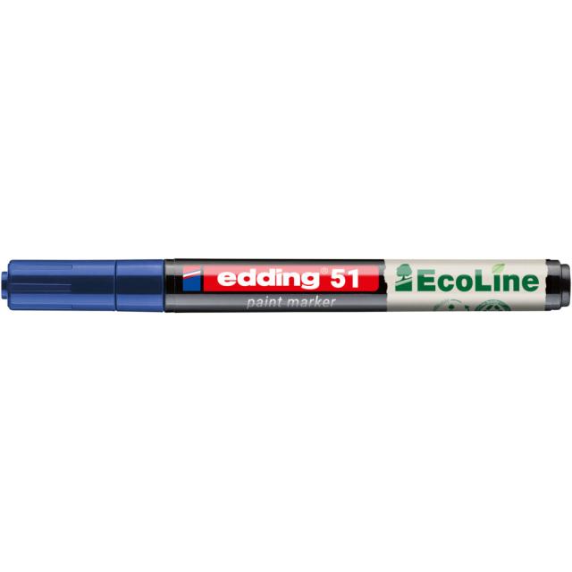 Marker cu vopsea edding Ecoline 51, corp din plastic reciclat, varf rotund, 1-2 mm, albastru