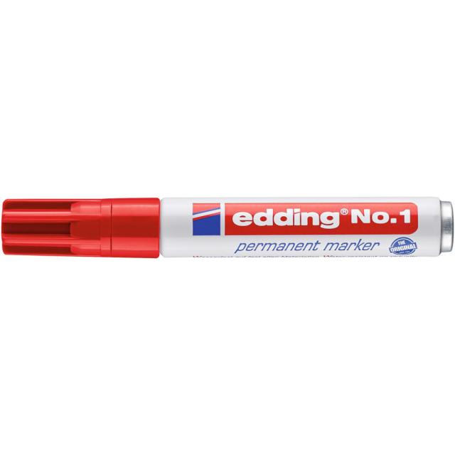 Marker permanent edding No. 1, corp metalic, varf tesit, 1-5 mm, rosu