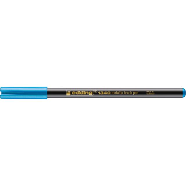 Marker Edding 1340 Metallic, varf flexibil 1-6 mm, cerneala pe baza de apa, albastru metalic