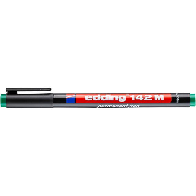 Marker permanent edding 142, corp din plastic, varf rotund, 1 mm, verde