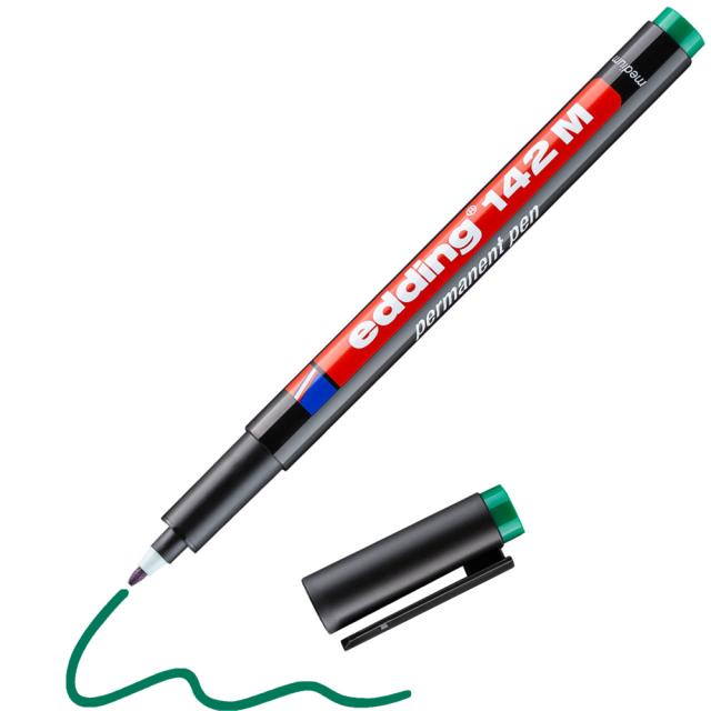 Marker permanent edding 142, corp din plastic, varf rotund, 1 mm, verde