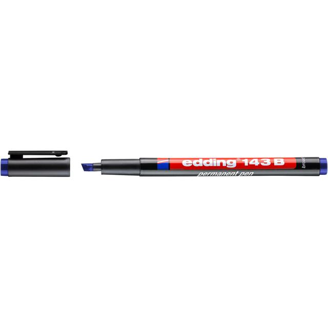 Marker permanent edding 143 B, corp plastic, varf tesit, 1-3 mm, albastru