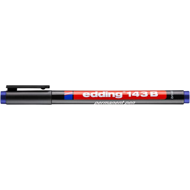Marker permanent edding 143 B, corp plastic, varf tesit, 1-3 mm, albastru