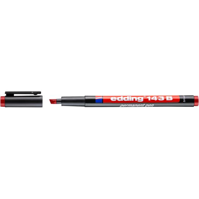 Marker permanent edding 143 B, corp plastic, varf tesit, 1-3 mm, rosu