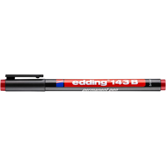 Marker permanent edding 143 B, corp plastic, varf tesit, 1-3 mm, rosu