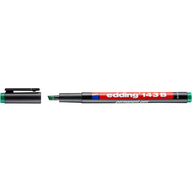 Marker permanent edding 143 B, corp din plastic, varf tesit, 1-3 mm, verde