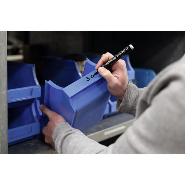 Marker permanent Edding 2000C, corp metalic, varf rotund, 1.5-3 mm, negru
