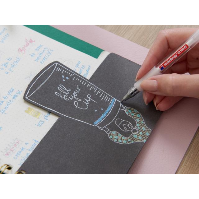 Roller cu gel Edding 2185, varf 0.7 mm, alb, scriere fina