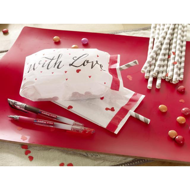 Roller cu gel Edding 2185, varf 0.7 mm, alb, scriere fina