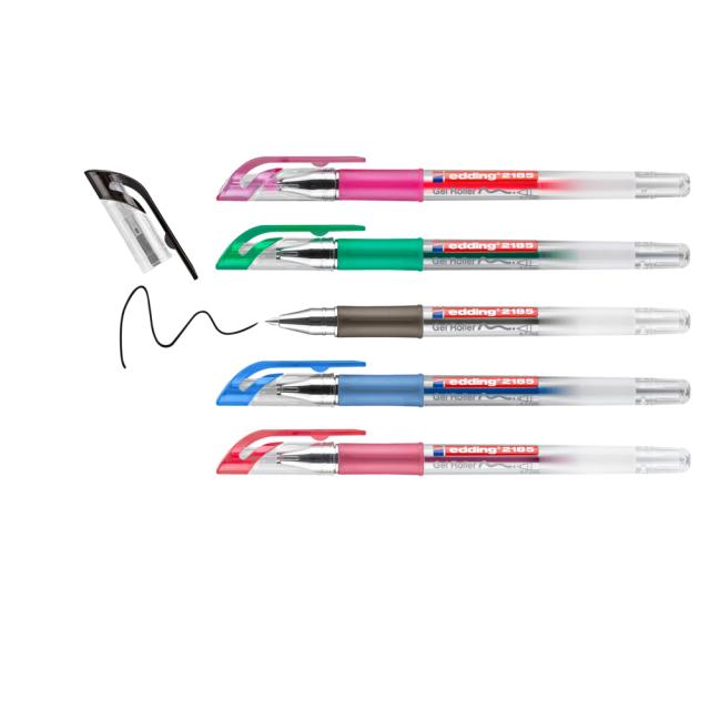 Roller cu gel Edding Cristal Jelly 2185, varf 0.7 mm, 5 culori/set