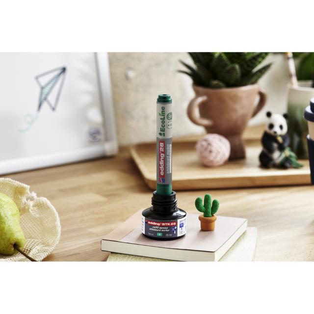 Marker pentru tabla Edding 28, ecologic, varf rotund, 1.5-3 mm, 4 culori/set (negru, rosu, albastru, verde)