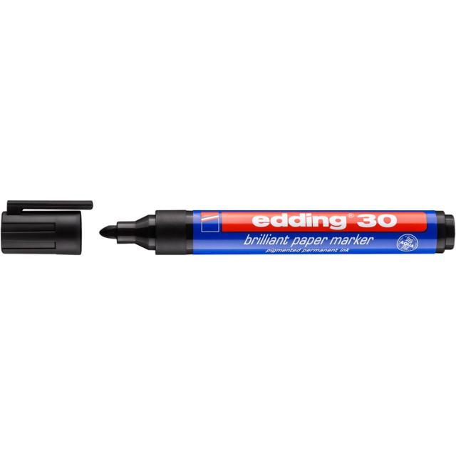 Marker permanent edding 30, corp plastic, varf rotund, 1.5-3 mm, negru
