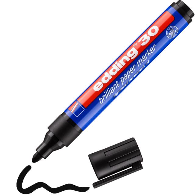 Marker permanent edding 30, corp plastic, varf rotund, 1.5-3 mm, negru