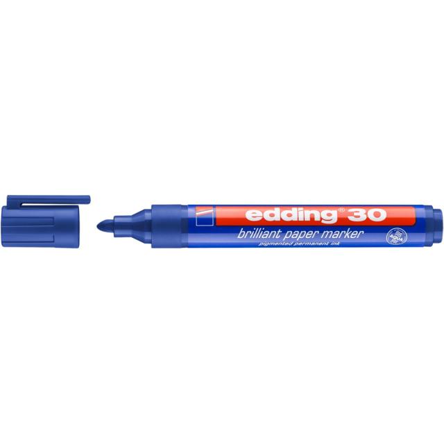 Marker brilliant paper edding 30, corp din plastic, varf rotund, 1.5-3 mm, albastru