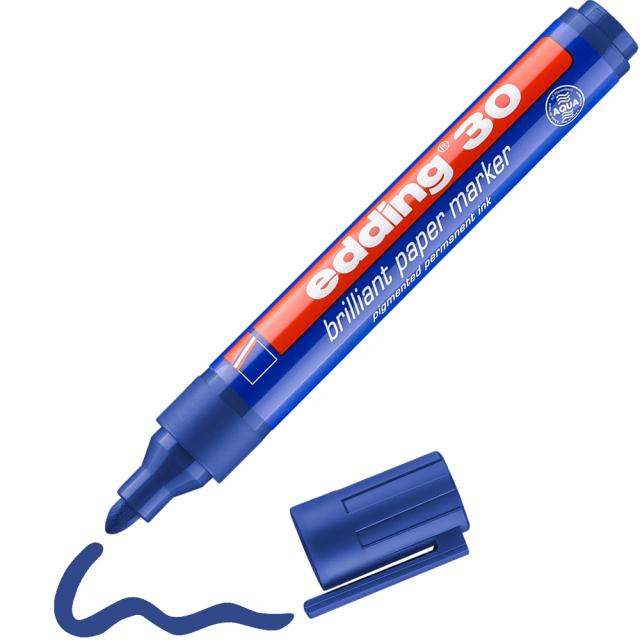 Marker brilliant paper edding 30, corp din plastic, varf rotund, 1.5-3 mm, albastru