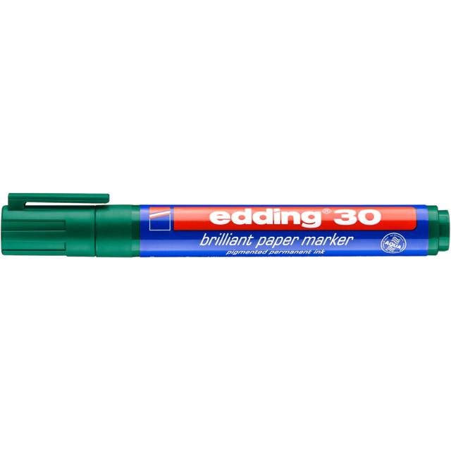 Marker permanent edding 30, corp din plastic reciclabil, varf rotund, 1.5-3 mm, verde